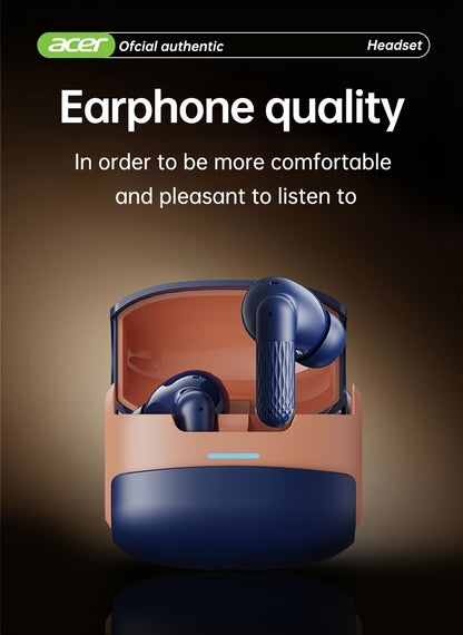 Acer OHR548 Wireless Headphones with 52dB Deep Sea Noise Reduction, In-Ear Design, Wireless 5, 4, Heavy Bass, No Sound Leakage, SSVP Extreme Digital Enhancement, Type-C Charging Case, Ultra-Long Standby, Touch Control, for Sm