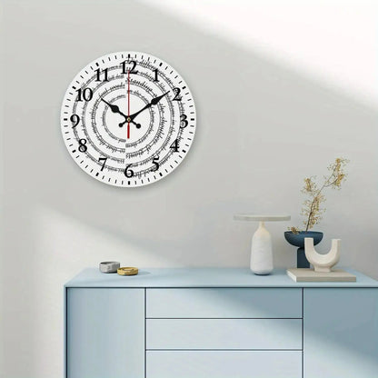 Silent Mechanical Quartz Wall Clock, Roman Numerals and Red Hands- Large Black and White Dial, Black Hands, Golden Center, Artificial Wood Round Clock, Suitable for Living Room, Kitchen, Dormitory- Manual Alarm Clock(AA Batte