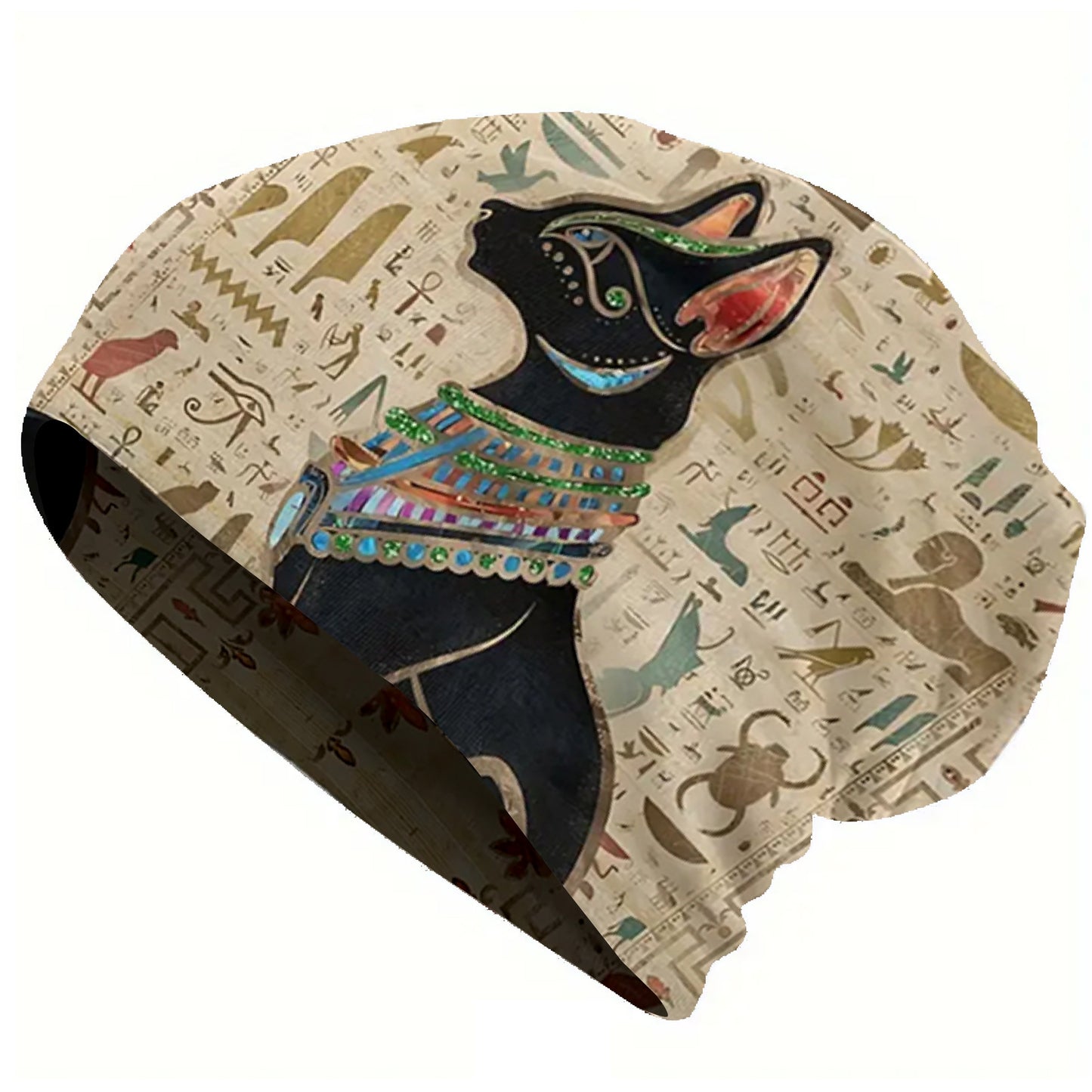 1pc Egyptian Thin Hat Hip Hop Hat Men's Warm Ancient Egyptian brimless beanie Retro floral print Fashion print thief hat - Fashionable men - Warm, durable and fashionable - Iconic artwork design