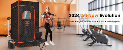 Portable Full Body Sauna Box | Personal Steam Sauna Tent for Home Spa with 3L 110V Steamer, Composite Fabric, Plug Powered, Suitable for Gym, Pilates, Garage, Hot Tub (36 * 36 * 71inch)
