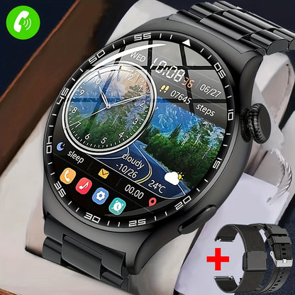 Coiusor new Men's business smart watch 1.53 inches, mobile phone sync information, wireless call, IP68 waterproof 100+ sports modes, outdoor sports fitness tracker, three watch bands, Men's gifts can connect to iPhone and And