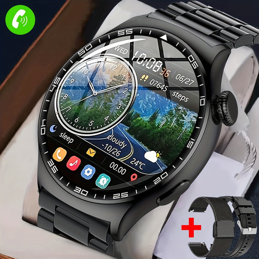 Coiusor new Men's business smart watch 1.53 inches, mobile phone sync information, wireless call, IP68 waterproof 100+ sports modes, outdoor sports fitness tracker, three watch bands, Men's gifts can connect to iPhone and And