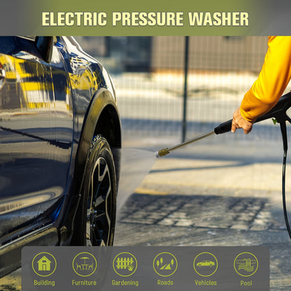 Electric Pressure Washer With 25FT Hose, 4 Nozzles & Foam Cannon - 4800PSI MAX 2.8 GPM Power Washer For Cars, Fences, Patio - US Plug, Metal Construction, Fence Cleaning | Robust Outdoor Tool, Pressure Washer Accessories, Blu