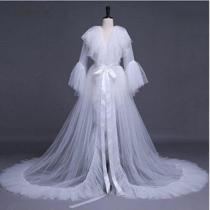 Women's Summer Kimono Dress - Sheer Tulle V-Neck Long Flare Sleeves Floor-Length Clothing, 4 Colors | 100% Polyester Machine-Washable Clothing with Sash Detail & Court-Style Design for All-Season Wear