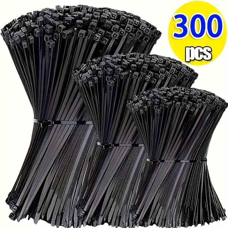 300pcs Heavy-Duty Nylon straps - Extra Strong, Waterproof, Anti-Slip, Black - for Heavy-Duty Binding, Packaging, Gardening, Furniture Assembly, Outdoor/Indoor Use - Multi-Purpose Fastening Tape, Garden Binding Tapes, Textured