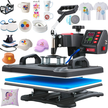 15"x15"/15"x12" - 8in 1/5in 1 Heat Press Combo, Rotatable Design, Multi-Size Transfer Professional Sublimation Kit, Suitable for T-Shirts, Bags, Pillows, Hats, Beanies, Rollers - Three-in-One Automatic Hat Press Only for Hats