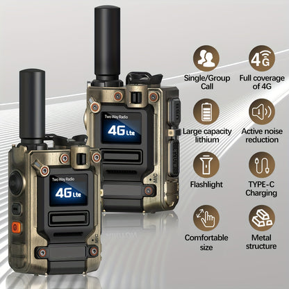 2 Pack AIRITON Global POC 4G LTE Walkie Talkie with SIM Cards,Unlimited Range radios Long Range walkie talkies 5000 Miles Nationwide AI-G7 Rechargeable Two-Way Radios Portable Type-C Fast Charging for Camping Hiking