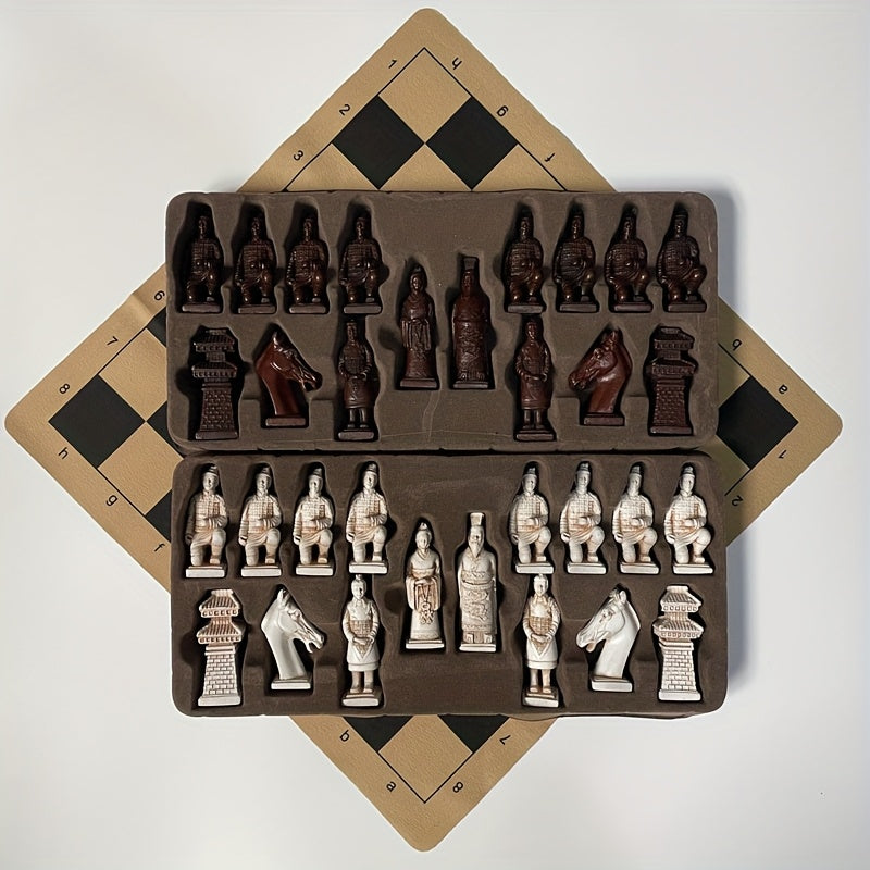 Super large chess deliberately made old character shape Cotta Warriors weighted chess board 43cm/16.93inch creative entertainment games Christmas various holiday gifts