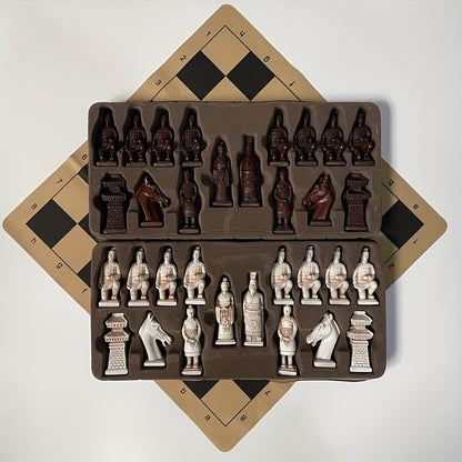 Super large chess deliberately made old character shape Cotta Warriors weighted chess board 43cm/16.93inch creative entertainment games Christmas various holiday gifts