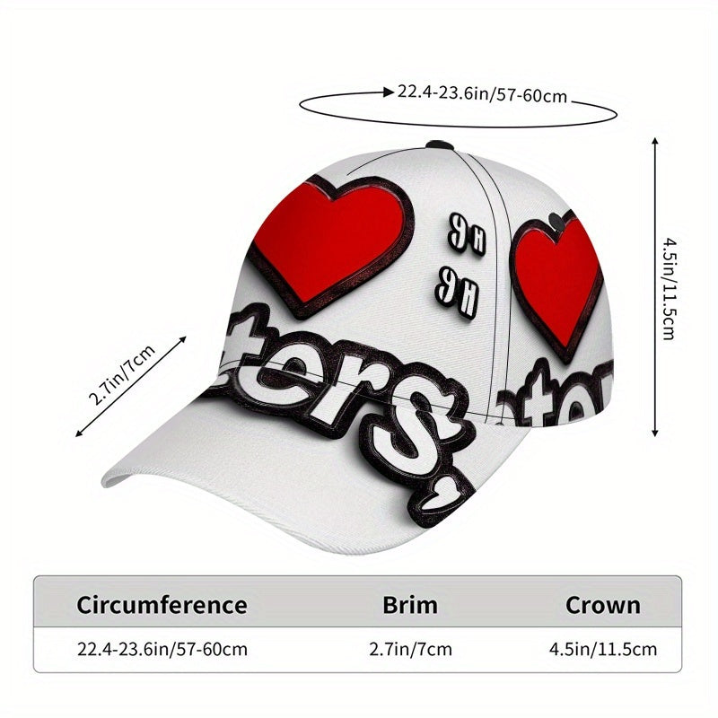 1pc I Love Haters Bold Text Print Baseball Cap | Lightweight Duckbill Hat with Adjustable Strap, Red Accent Design, Comfortable Fit for Men & Women, Casual Headwear | Trendy Duckbill Hat | Durable Headgear