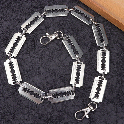 Stainless Steel Adjustable Punk Gothic Waist Chain with Metal Blade Zipper - Edgy Unisex Body Jewelry for Men & Women, Hip Hop Street Style Festival Accessory, Halloween & Christmas Gift, Durable Chain for Concerts, Parties,