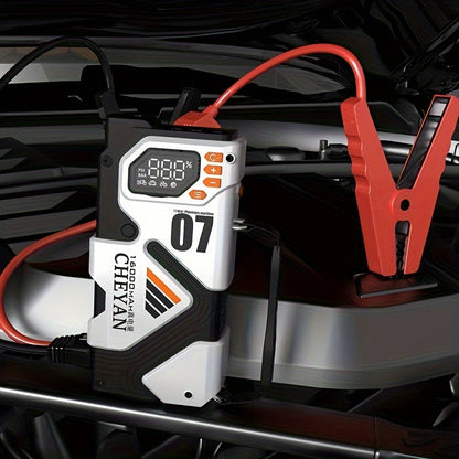 Car Battery Emergency Power Supply, 16000mAh Car Jump Starter, With 150PSI Digital Tire Inflator, LED Display, Suitable For All Gasoline/3.17 Gallon Diesel, 60W Bidirectional Fast Charging, With Emergency Lighting, Safe And P