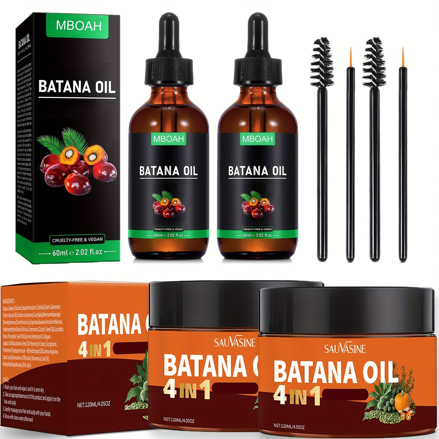 Batana Oil Hair Care Gift Box - 4pcs Set for Women & Teens - Best Birthday, Christmas & Mother's Day Gift