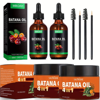 Batana Oil Hair Care Gift Box - 4pcs Set for Women & Teens - Best Birthday, Christmas & Mother's Day Gift
