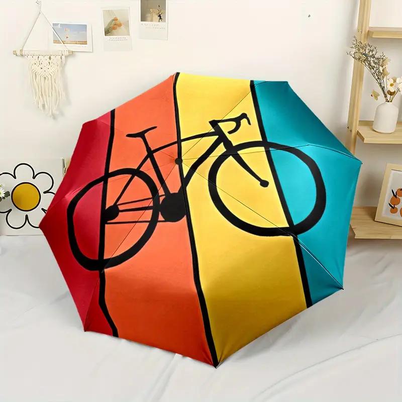1pc Open/Close /Umbrella - Heavy-Duty 8-Rib Frame, Compact Folding Umbrella with Red/Yellow/Blue/Green Striped Canopy for Outdoor Travel, &  Days - Portable Manual Parasol, Ideal Christmas Gift for s &