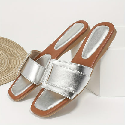 Women'S Slip-On Mules - Slip-Resistant TPR Sole & Cushioned Insole, Golden-Tan & BrownPink/ - All-Season Indoor/Outdoor House Shoes, Versatile For Casual, Formal, Everyday - Easy-clean Synthetic Cover, Indoor Footwear, Stylis