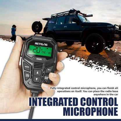 Retevis RA86 GMRS Mobile Radio with Antenna, NOAA Weather Alert, Repeater Channels, Dual Speaker, Off-Road Overlanding for JEEP Tractor Gear, Long Range Two-Way Radio with Integrated Microphone, Emergency Communication, Rugge