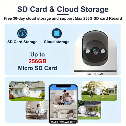 2.4G&5GHz WiFi 2K Dual Lens Wireless Monitoring Camera, Dual Lens Dual Screen, AI Motion Detection, Two-way Voice, 3 Night Vision Modes Suitable For Home Security Cameras, Christmas And Halloween Decorations, Thanksgiving Gif