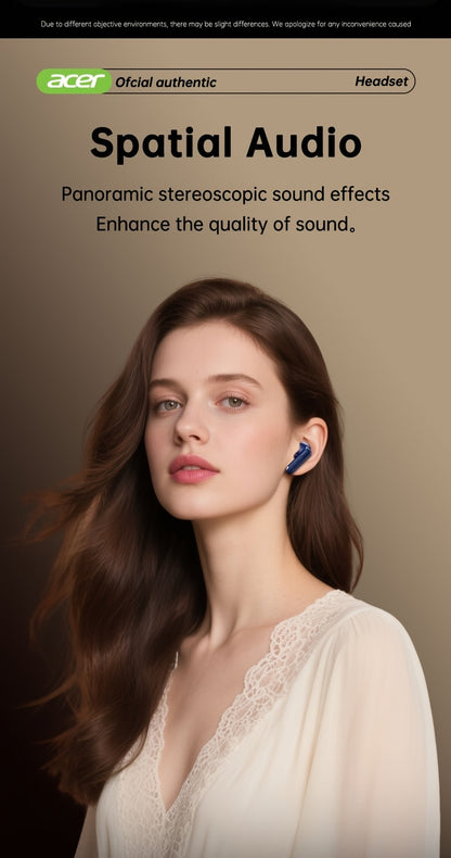 Acer OHR548 Wireless Headphones with 52dB Deep Sea Noise Reduction, In-Ear Design, Wireless 5, 4, Heavy Bass, No Sound Leakage, SSVP Extreme Digital Enhancement, Type-C Charging Case, Ultra-Long Standby, Touch Control, for Sm