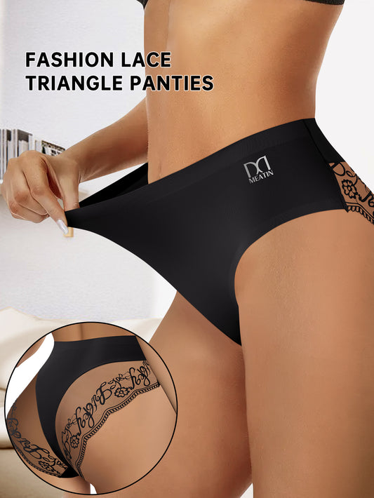 8-Pack Plus Size Women's Underwear- Breathable Full Coverage Panties, No Roll Elastic Waistband with Lace Trim, 4 Color Options for Everyday