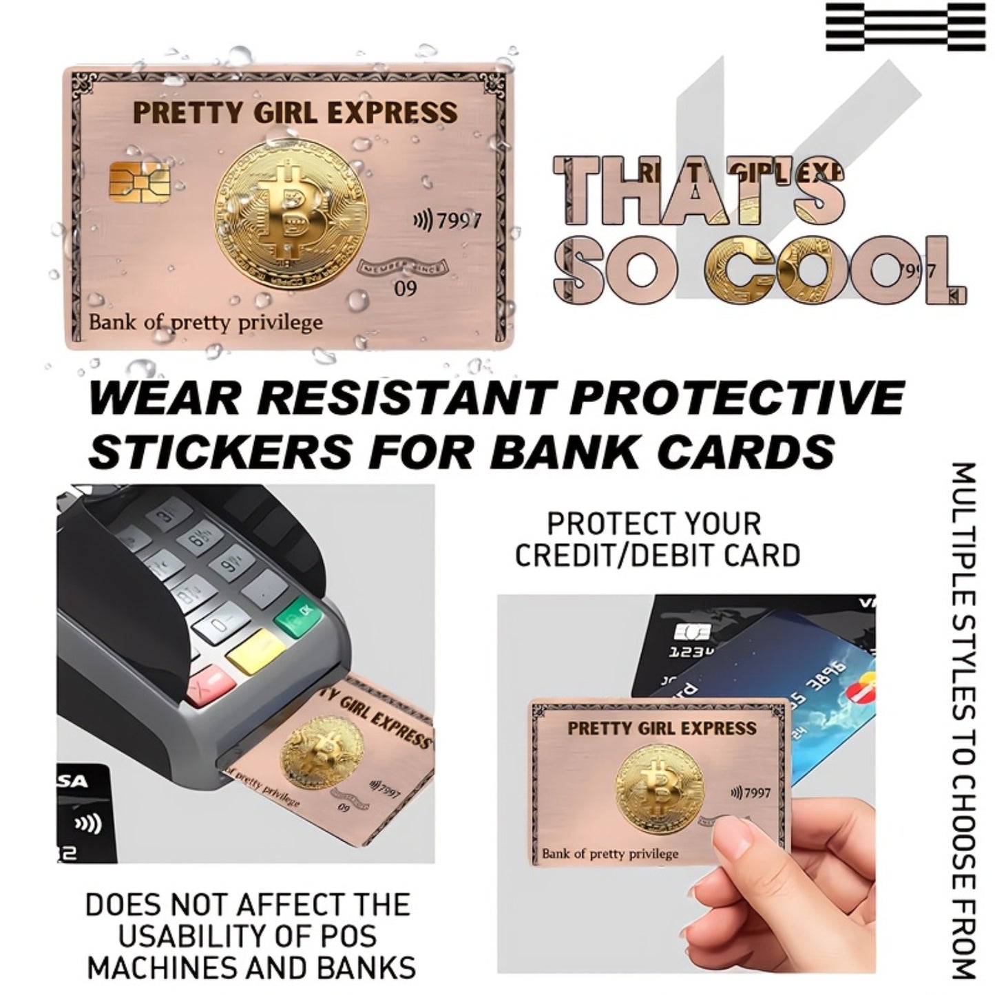 3/6pcs Fun Card Sleeves - Durable PVC Privacy Stickers, Suitable for Credit Cards, Bank Cards, and Transit Passes – Scratch-Resistant Street Style Fashion Accessories, Card Protection, Id Card Cover, Street Fashion Accessor
