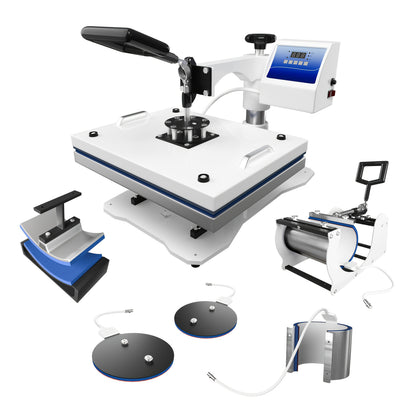 6 In 1 Heat Press Machine 11.5x15 Inch 360 Degree Rotating T-Shirt Press Machine - Heat Transfer Machine For T-Shirts, Mugs, Hats, Plates