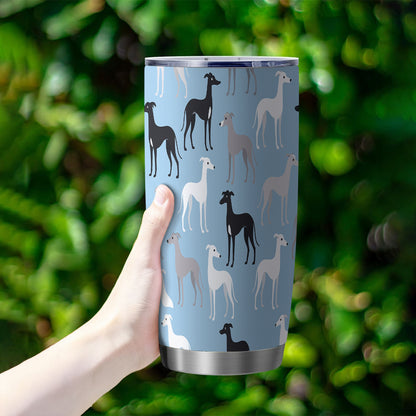 1pc Greyhound Dog Design 20oz/600ml Stainless Steel Tumbler with Straw & Lid - Double-Wall Insulated Cup, Leakproof & -Slip, 304 Stainless Steel Travel Mug for Coffee, Gym, Office, Car - Greyhound Pattern Insulated Bottle Gif