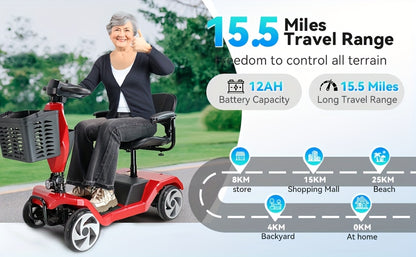 300lbs Super Load 4-wheel Electric Scooter, Foldable for Easy Storage, 15-mile Range Meets Daily Trips, 250W Motors Powerful, Climbs Easily, Front Practical Basket, Eases Shopping & Commuting, A Great Life Helper