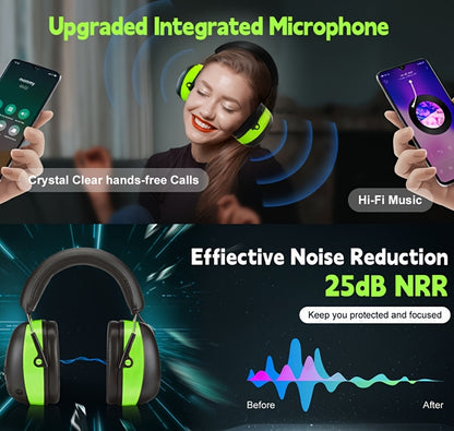 ZOHAN Upgraded Electronic Wireless Headset, NRR25db, Suitable For, Outdoor Sports, Mowing, Work, Cycling, Noise Cancelling Ear Protector With 1500mAh Rechargeable Battery Extra Long Standby For 40 Hours Comfortable Noise-canc