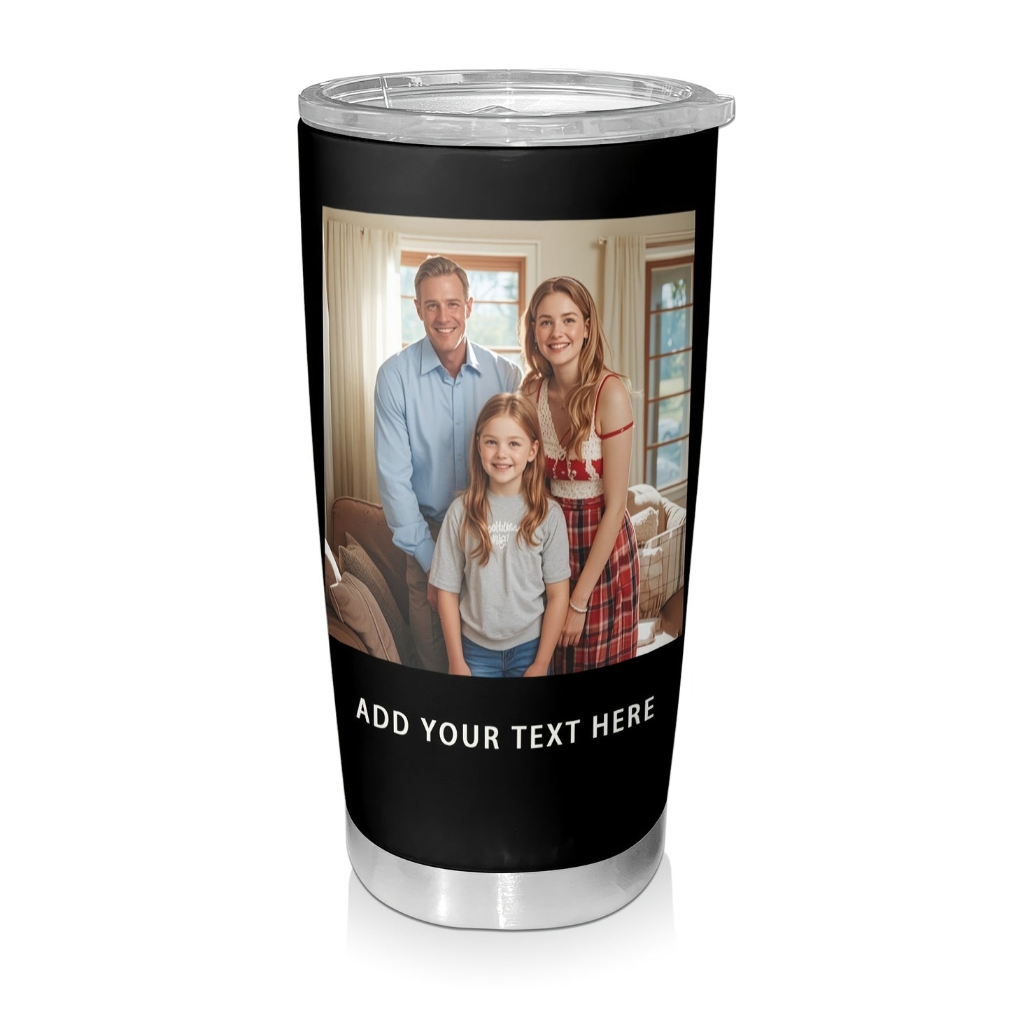 Customizable Coffee Mug Featuring a Photo, Available in 20 Oz, 30 Oz, And 40 Oz Sizes, Made of Stainless Steel with Vacuum And a Lid. an Ideal Personalized Christmas Present for Loved Ones.
