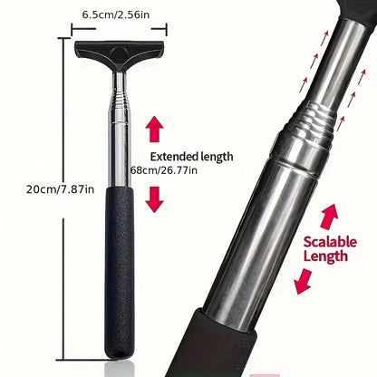 1pc Extendable Car Window Cleaner Sponge & Brush - Portable Manual Water Scraper for Rearview Mirrors, Non-Electric Ergonomic Design with Ergonomic Handle, Durable Bristles for Quick Cleaning, Car Cleaning Accessories