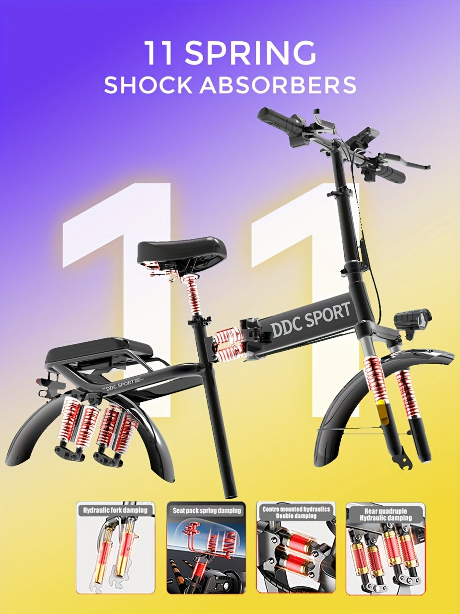 700W Folding E-Bike for Adults: Tackle 25° Hills & 20MPH Speeds. 35-Mile Range with 48V 20Ah Removable Battery, 385LBS Capacity & 11-Layer Shock Absorption for A Smooth Ride. Your All-in-One Commute & Adventure Solution