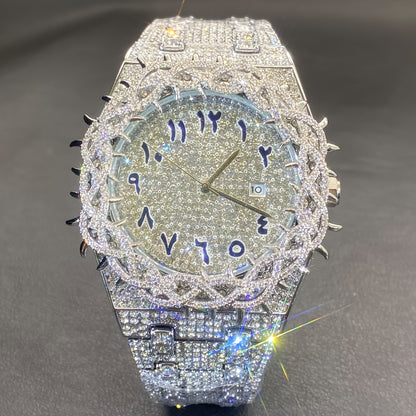 Men'S & Women'S Luxury Rhinestone-Encrusted Large Square Face Watch - Sparkling Mesh Inlaid Dial, High Quality Quartz Movement, Alloy Band with -Accented Bezel - Unisex Party & Everyday Watch for Men & Women, Statement Jewelr