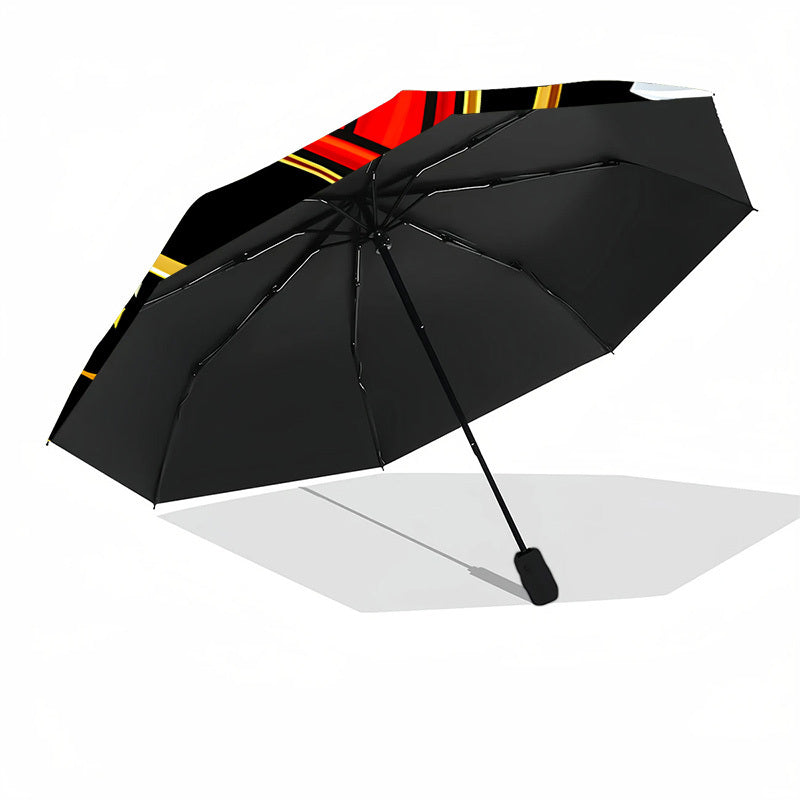 Automatic Opening/Closing Fire Dept Umbrella with Firefighter Badge Emblem (FD Badge) - 8-Rib Heavy-Duty Black & Firefighter Accessory, Portable All-Weather Umbrella for Emergency Services, & Fire Department Style