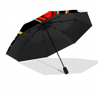 Automatic Opening/Closing Fire Dept Umbrella with Firefighter Badge Emblem (FD Badge) - 8-Rib Heavy-Duty Black & Firefighter Accessory, Portable All-Weather Umbrella for Emergency Services, & Fire Department Style