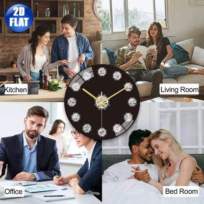 Elegant Islamic Wall Clock with 14 Masoomeen Names in Arabic Calligraphy - Black & Golden, Round Glass Design, Perfect for Living Room, Bedroom, Study - Indoor Decor, Clock Wall Decor