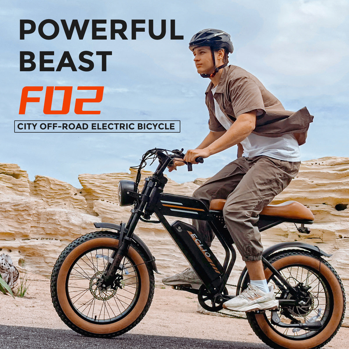 Eclio F02 Electric Bike for Adults, 20mph Ebike with 48V Removable Battery, 20" FAT Tires & LCD Display, Supports 330lbs - Ideal for Commuting & Urban Leisure Riding
