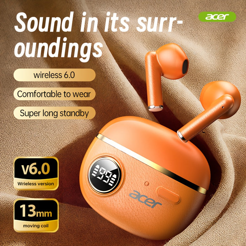 [Acer] 2025 new model back-to-school season TWS Wireless Headset Heavy Bass Stereo + Talking Noise Cancellation Ultra Long Lasting Sports Running In-Ear Low Latency Gaming Mode HIFI Audio Lightweight Touch Design Stylish Desi