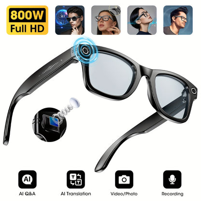 AI Smart Glasses 2025 New Voice Smart Glasses, High-definition 8 Million Camera, Intelligent Real-time Translation, Wireless Call Music Playback And Smart Glasses, Smart Camera Glasses with Multiple Languages, Suitable for iP