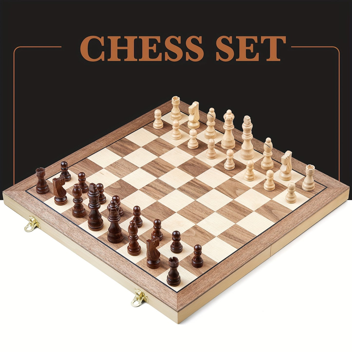 15 Inches Magnetic Chess Set for Adult, Wooden Folding Chess Board Game ForTournament with HandmadePieces Including 2 Extra Queen Professional Beginner Ideal Birthday&Christmas Gift for Friends Family