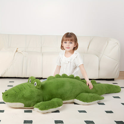 60inch Giant Crocodile Stuffed Animal | Soft Toy Alligator Large Cute Huge Jumbo Big Size Kawaii Fluffy Fat Plushie, Green Knit Fabric, Ideal Gifts for Kids Boys Girls Birthday, Halloween, Christmas, Valentine'S Day.