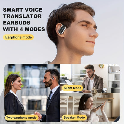 AITruly Open AI Wireless Earphones (Bluetooth 5.4 TWS) Experience 360° Ambient Awareness & All-day Comfort. AI Translation: Real-time 144 Languages/70 Accents. Secure Open-ear Fit for Travel/fitness. Advanced ENC Delivers Cr