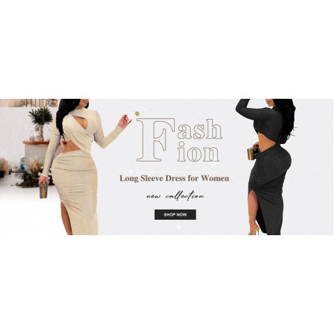 Plus Size - Plus Size, Women'S Elegant Sexy Ruched Bodycon Dress - Long Sleeve Fitted Midi Length with Keyhole Neckline & Slit Hem, Solid All-Season Party to Semi-Formal Dress, Round Neck to Asymmetrical Hemline, Versatile fo