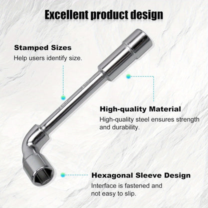 12pcs L-Type Pipe Perforation Elbow Wrench Set, 8-19mm L Shaped Hex Socket Wrench Set, Cr-V Steel, Double-head Socket Wrench, Suitable for Car Maintenance, Construction, Furniture Maintenance And Maintenance, Daily Maintenanc
