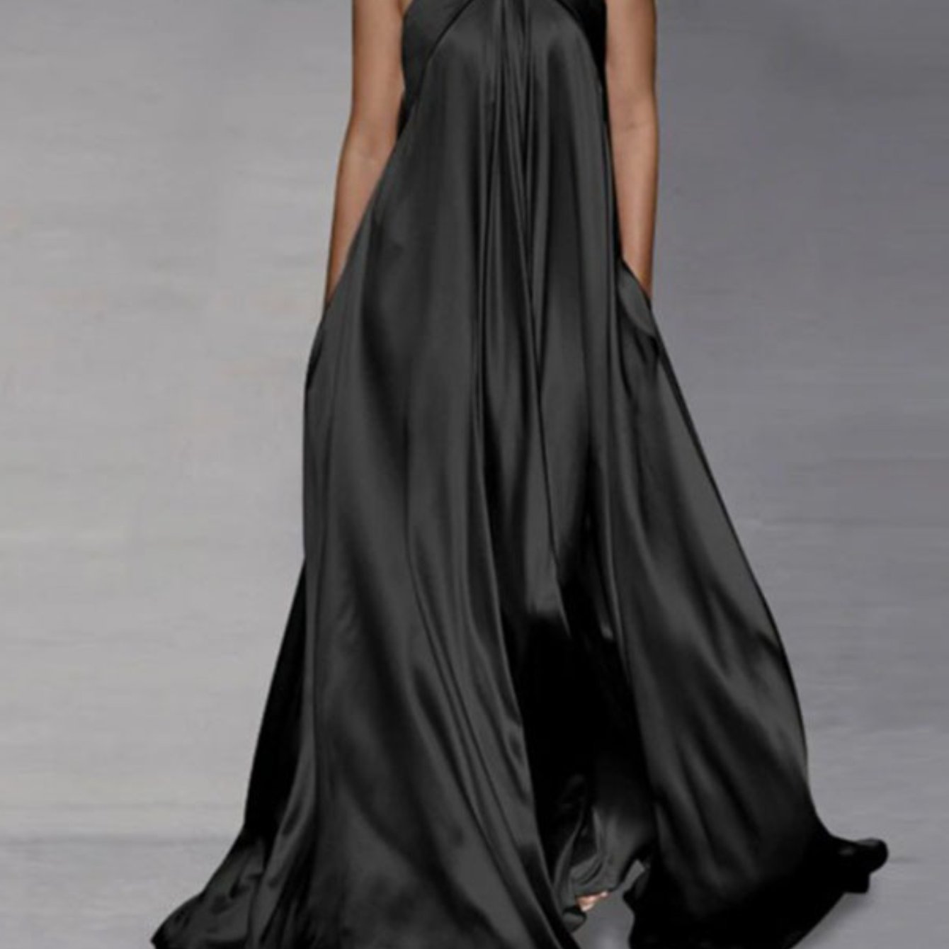 Plus Size, HERTALK Summer and Autumn New Fashion Casual Solid Color Long Flared Dress for Women