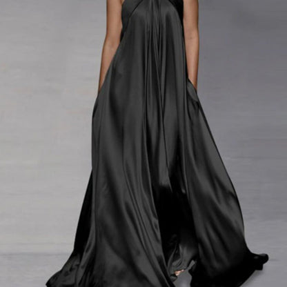 Plus Size, HERTALK Summer and Autumn New Fashion Casual Solid Color Long Flared Dress for Women