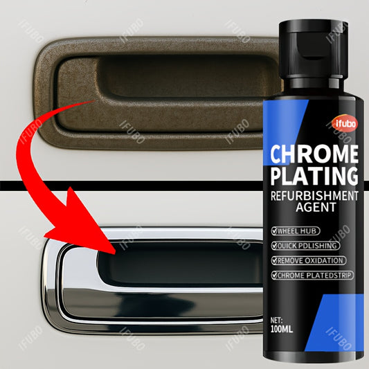 Durable Chrome Plating Refurbishment Agent - Quick Polish & Repair for Door Handles, Window Trim, Car Badges - Sleek Bottle Design, Universal Use, 3.38oz, Removes Oxidation, Restores Shine, Door Handle Restoration, Chrome Pla