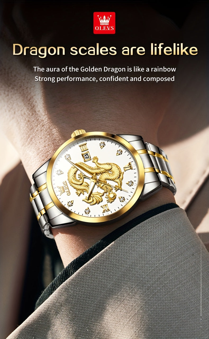 OLEVS New Luxury Business Luminous Quartz Stainless Steel Watches for Men Original Top Brand Fashion Men'S Wrist Watches Golden Trend High Quality Best Selling Men'S Watches, Fashion Watches for Men, Mechanical Watches for Me