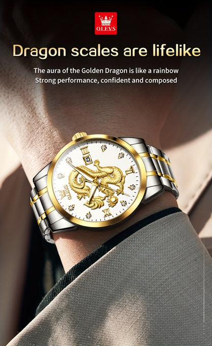 OLEVS New Luxury Business Luminous Quartz Stainless Steel Watches for Men Original Top Brand Fashion Men'S Wrist Watches Golden Trend High Quality Best Selling Men'S Watches, Fashion Watches for Men, Mechanical Watches for Me
