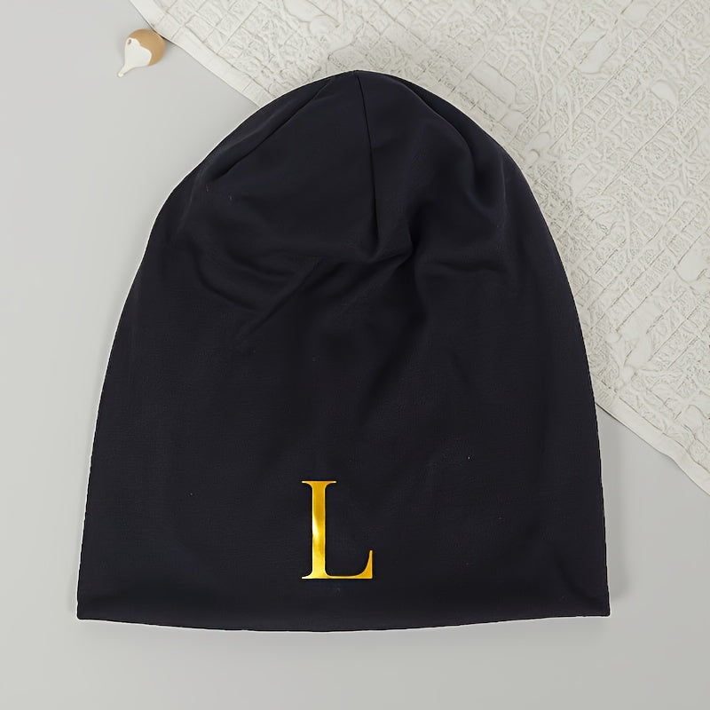 1pc Unisex Soft Beret Hat - Black with Bold 'RAS' Letters, Lightweight Non-Stretchy Fit for Running, Cycling, Streetwear - All-Season Couples Gift (Valentine's Day, Birthdays) - Easy-Care Everyday & Special Occasion Beanie, C